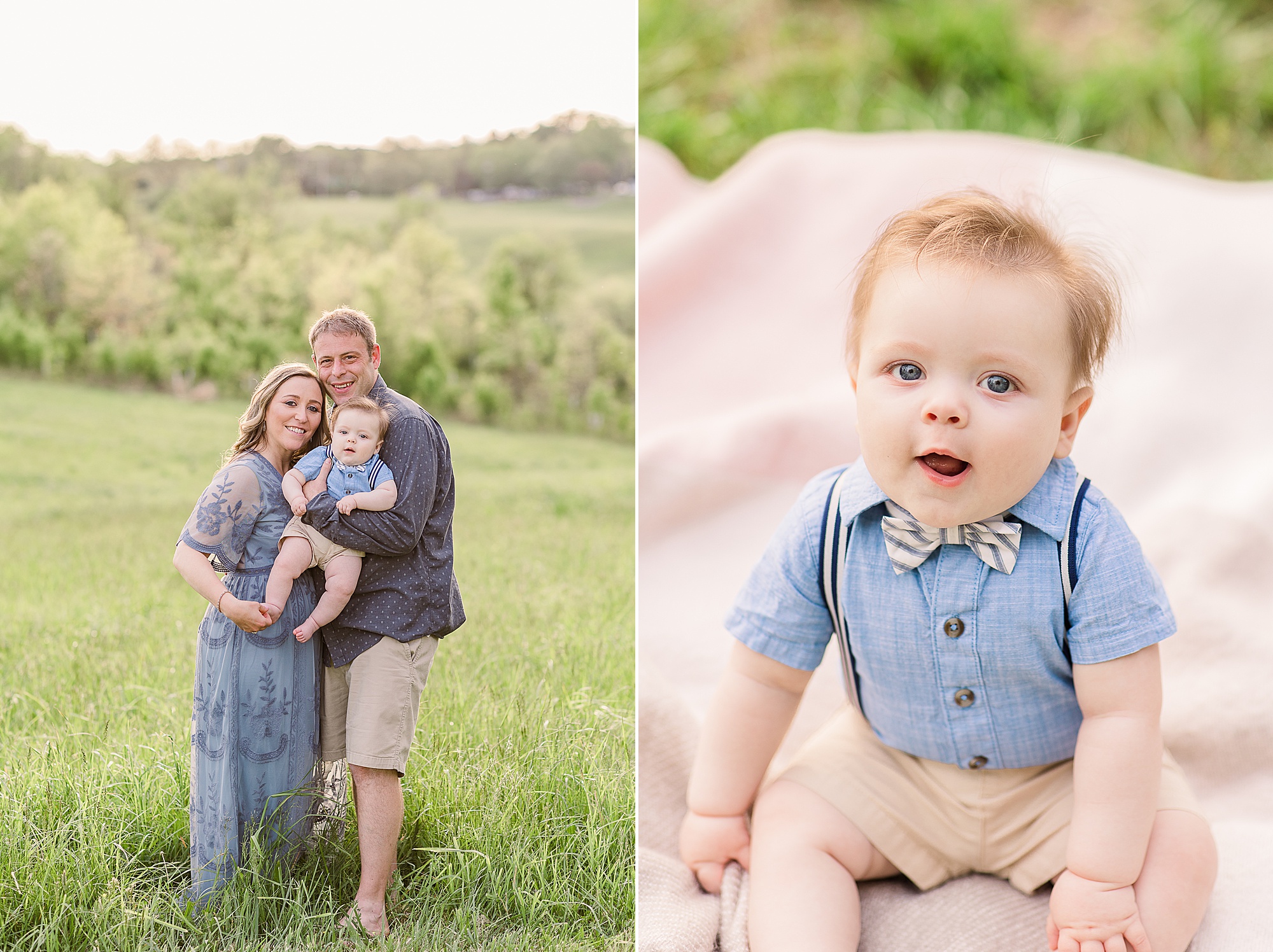 6 Month Milestone Portraits for baby in bow tie