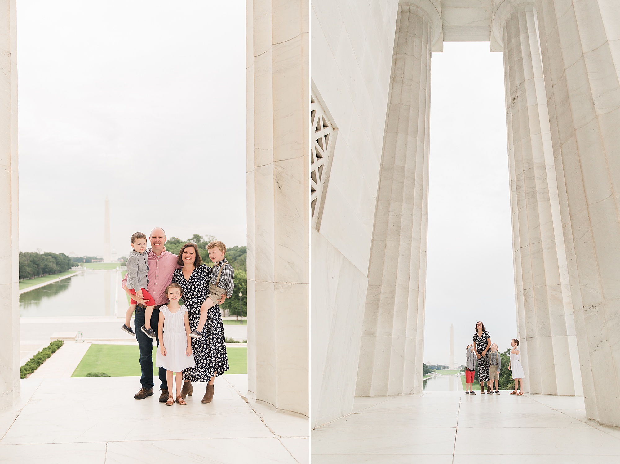 Washington DC Family Portraits on Lincoln Memorial at sunrise