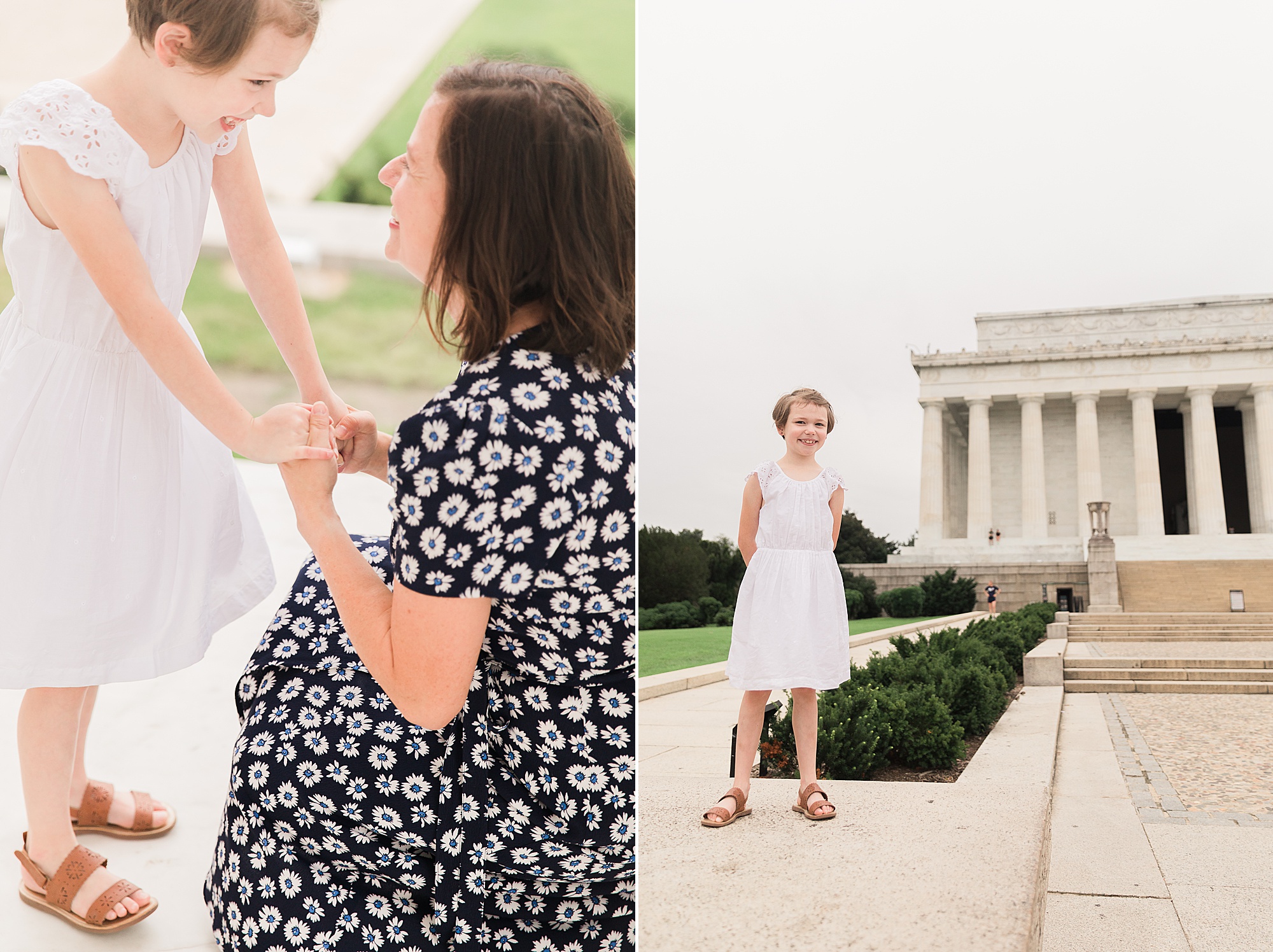 mom plays with daughter during Washington DC Family Portraits