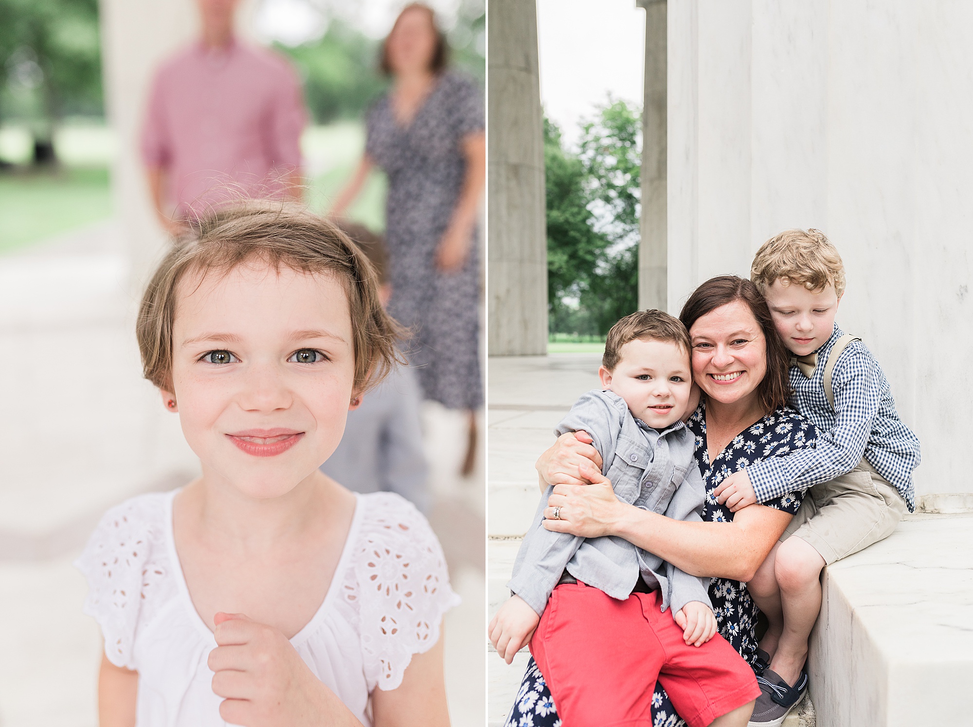 family portraits on Lincoln Memorial with DC family photographer 