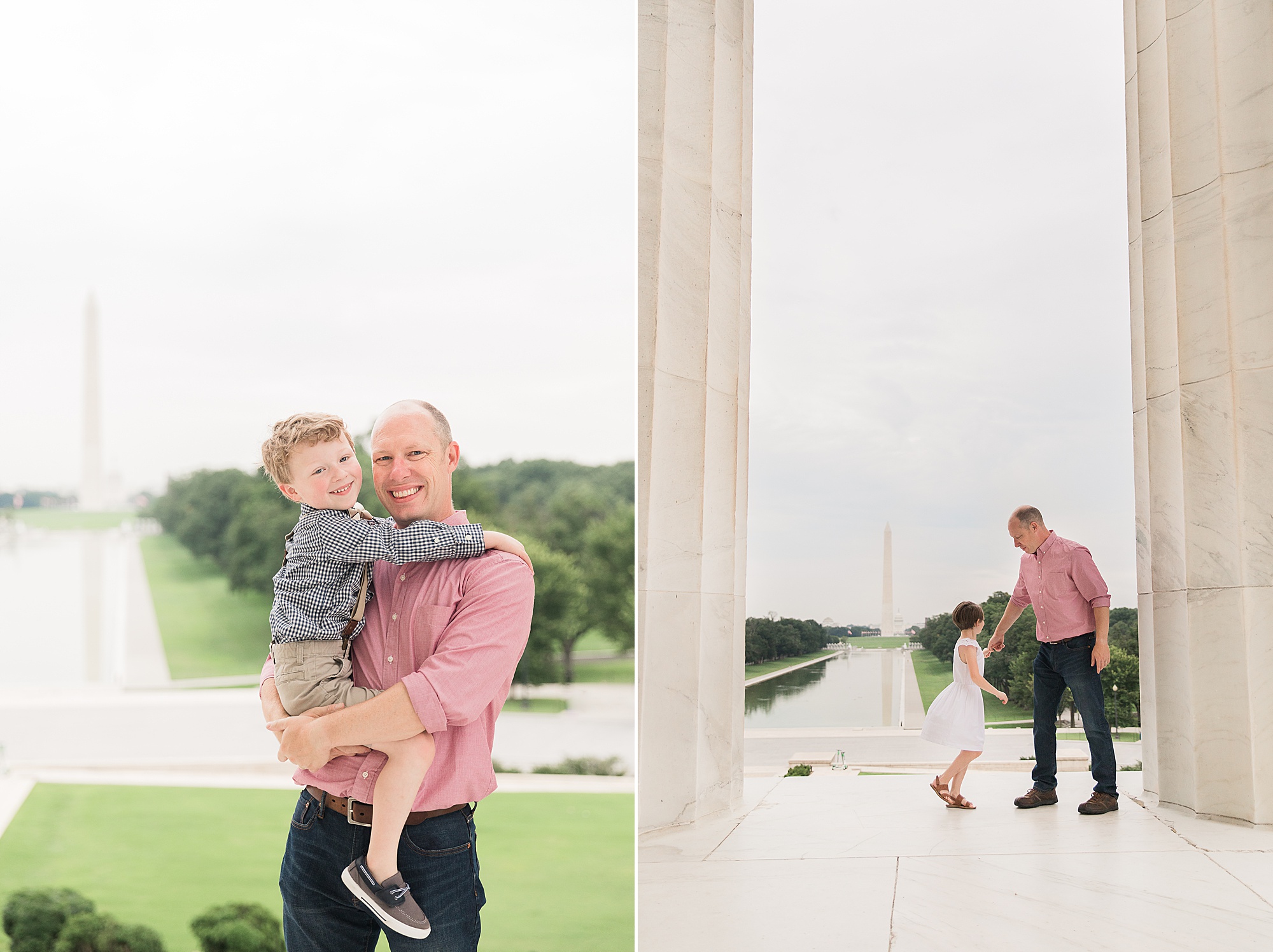 dad plays with kids during Washington DC Family Portraits