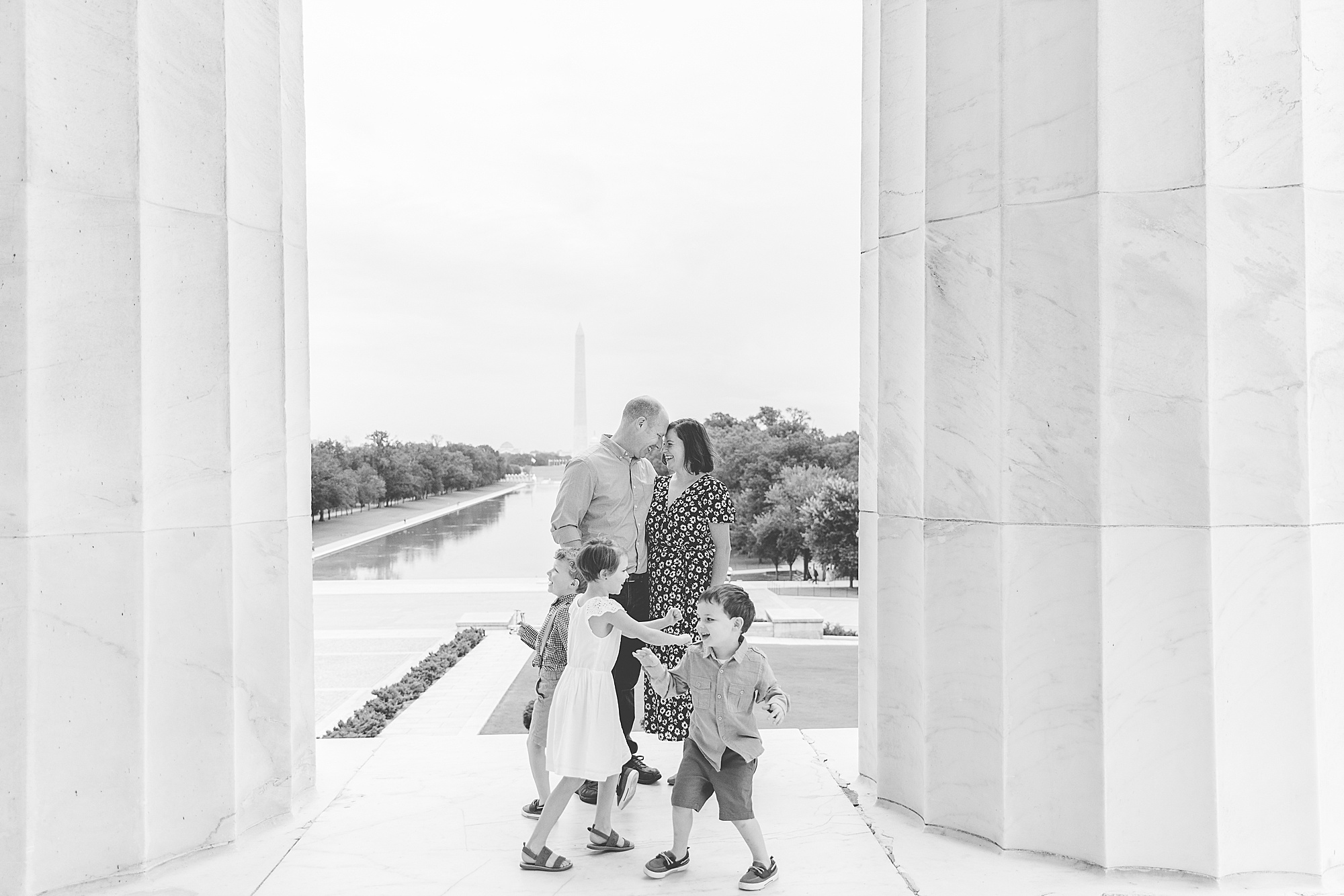 Washington DC Family Portraits for family of five on Lincoln Memorial