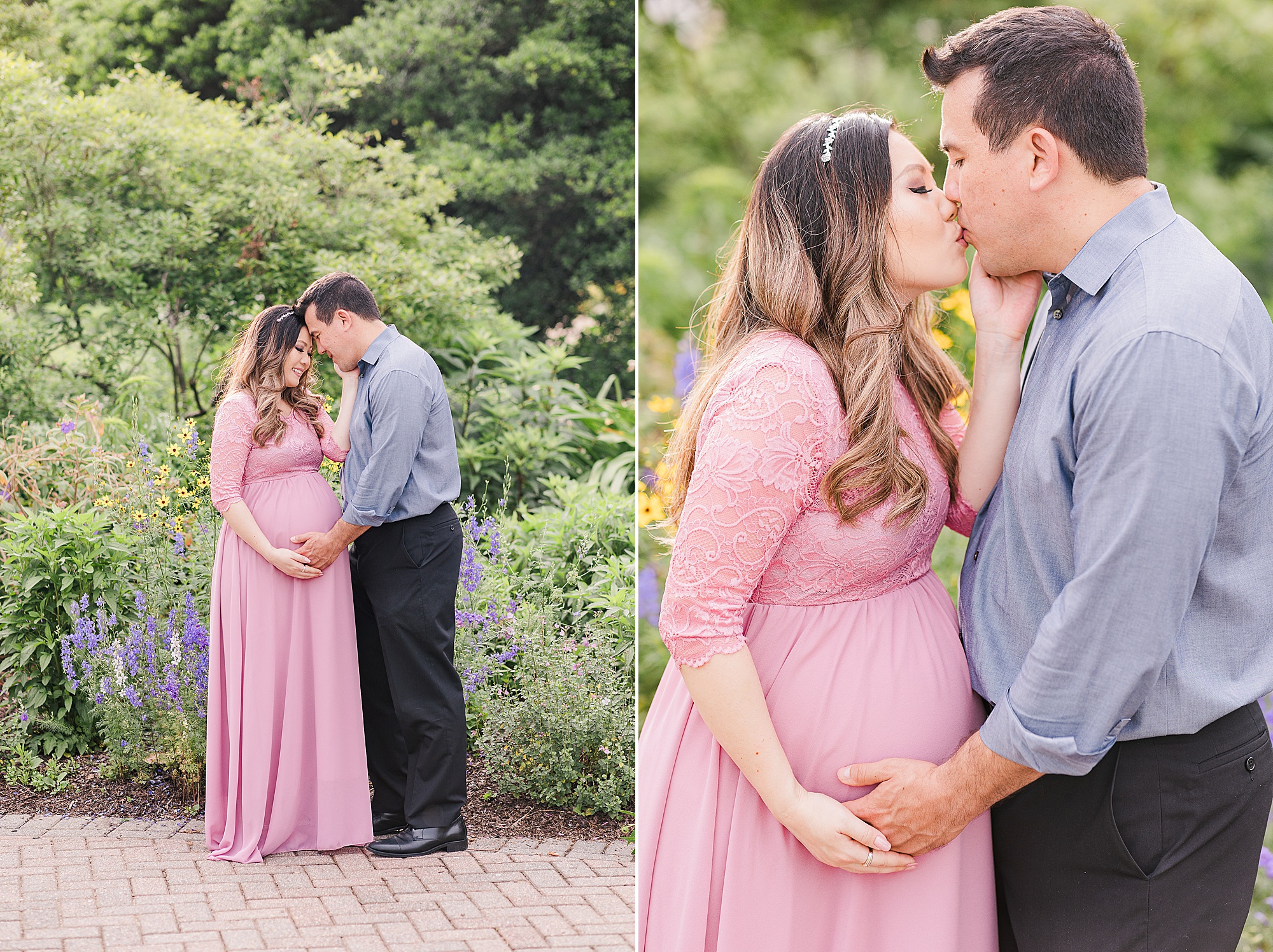 couple kisses during Alexandria VA maternity session
