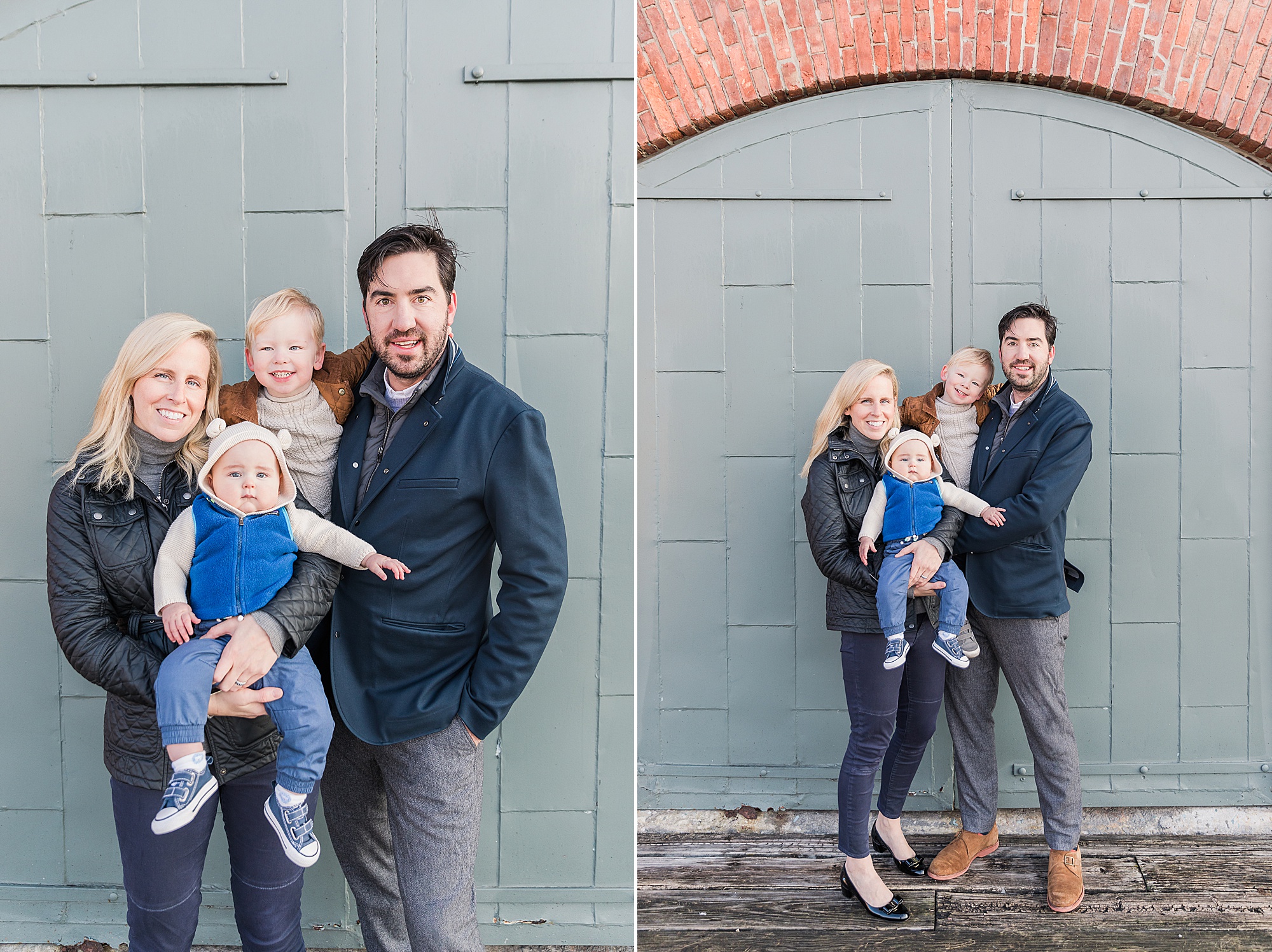 Fells Point family portraits in the winter for family of four 