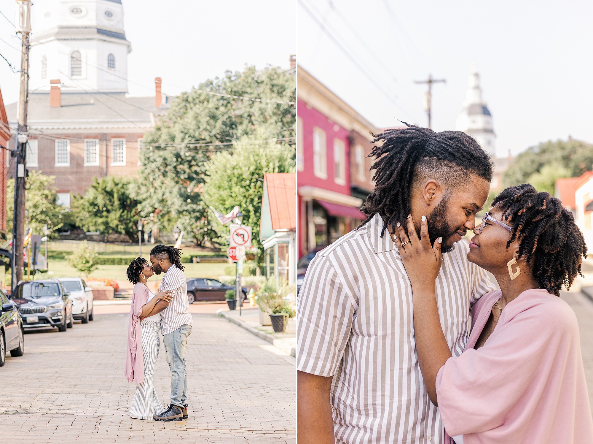 Annapolis family portraits for black couple in downtown