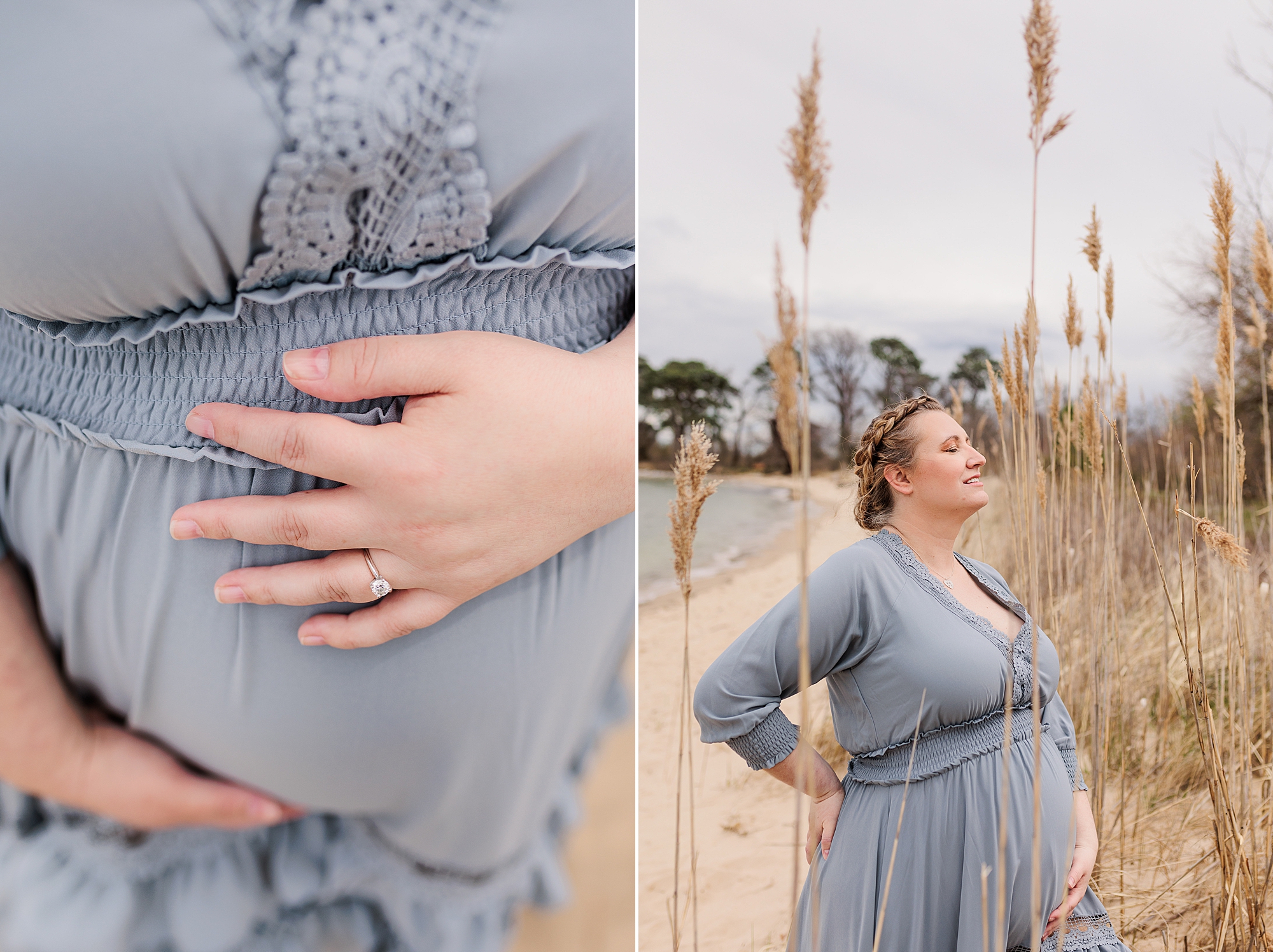 maternity portraits in flowing gown