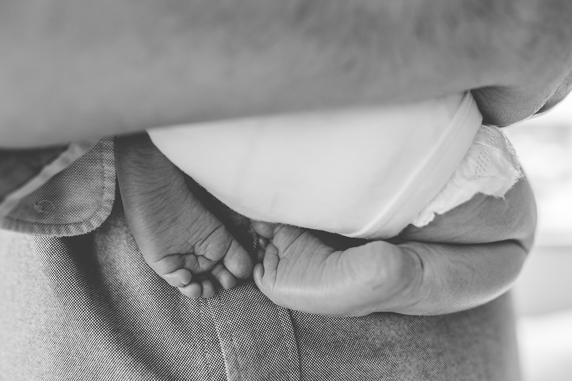 dad cradles baby girl in lap during Silver Spring MD newborn lifestyle session