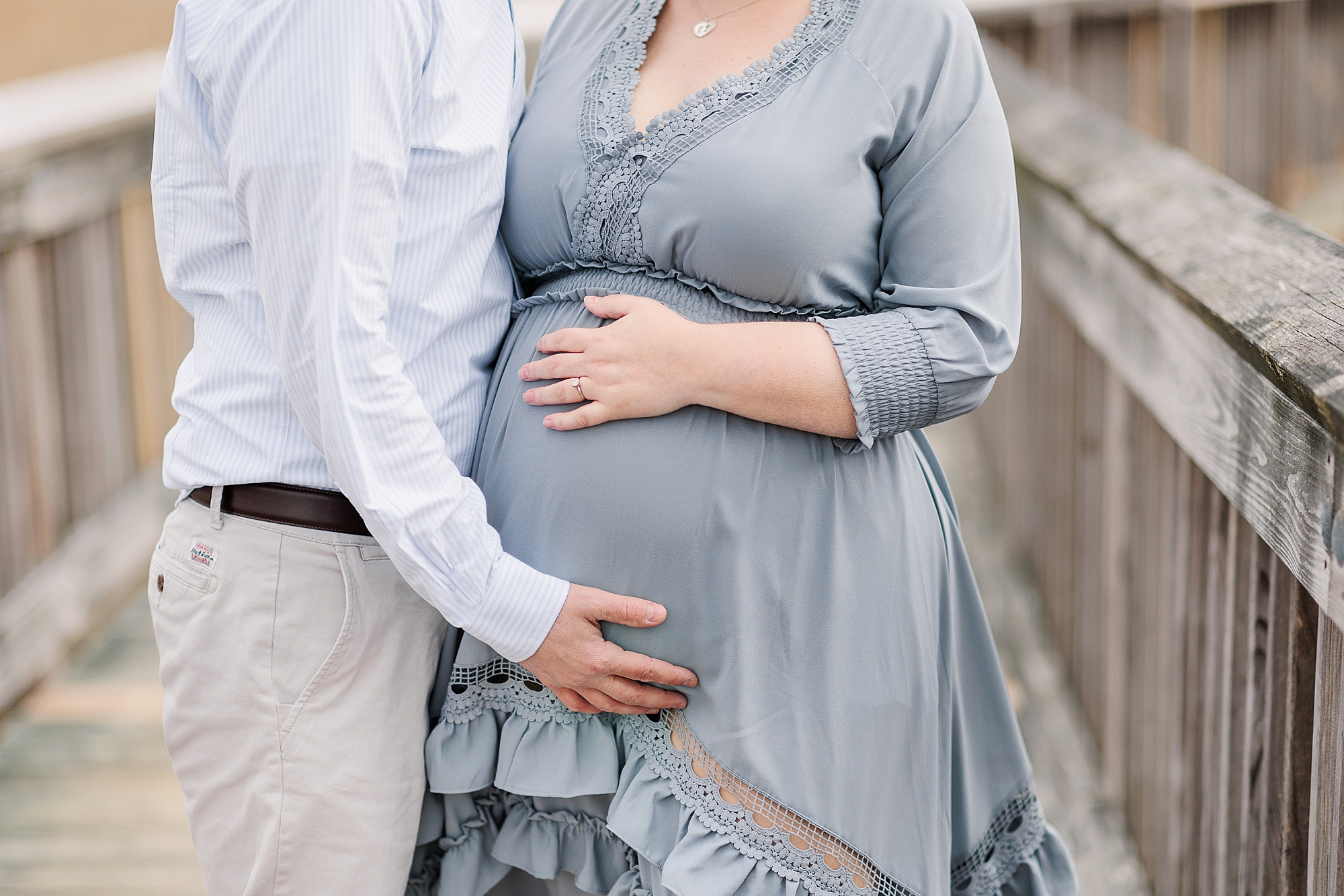 Eastern Shore maternity portraits for mom in blue gown