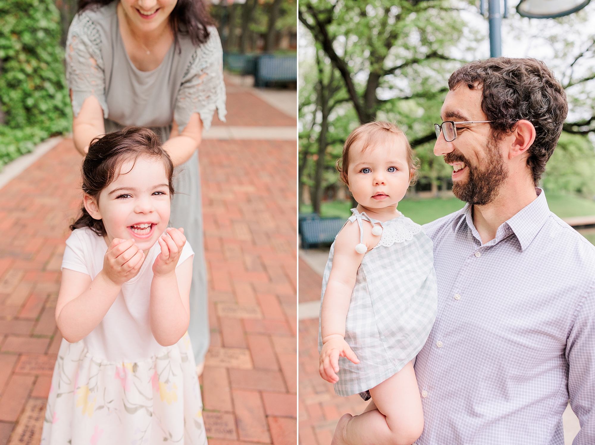 dad looks at daughter during Maryland family photos