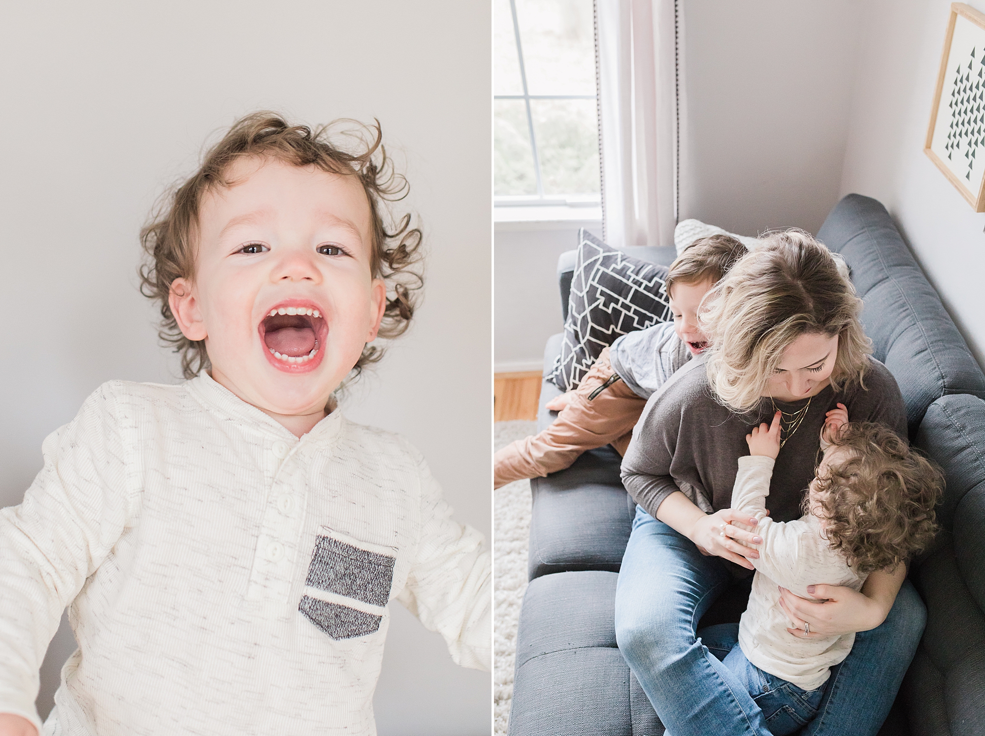 toddler plays during lifestyle family portraits 