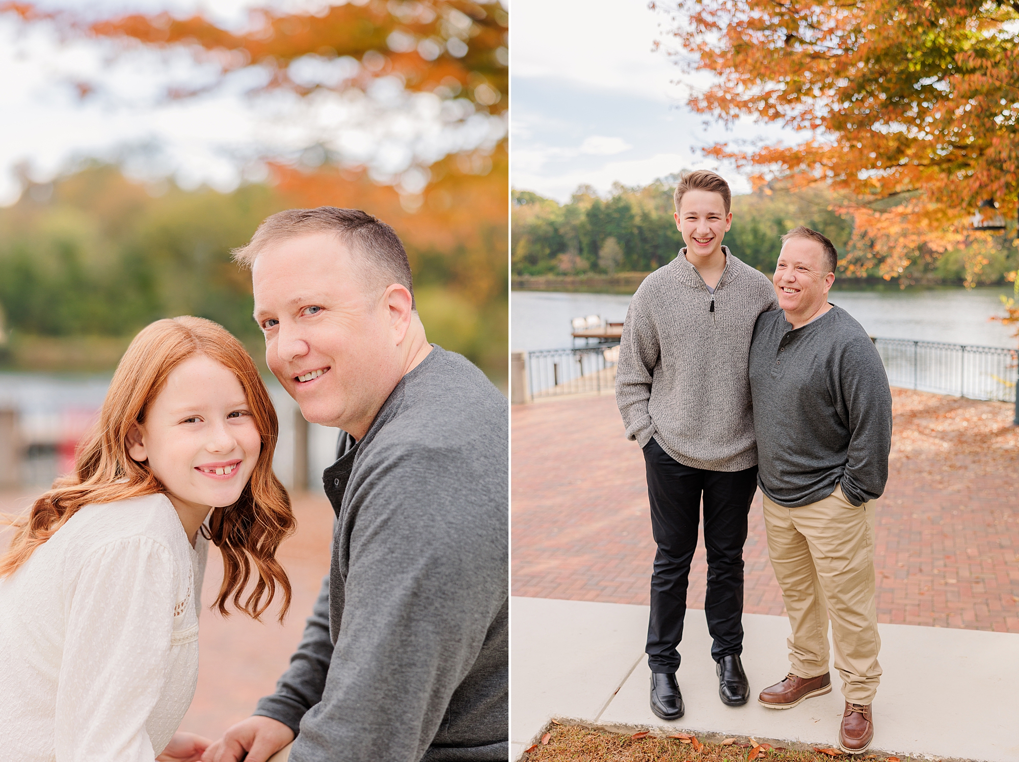 parents hug and son hugs dad during fall family photos 