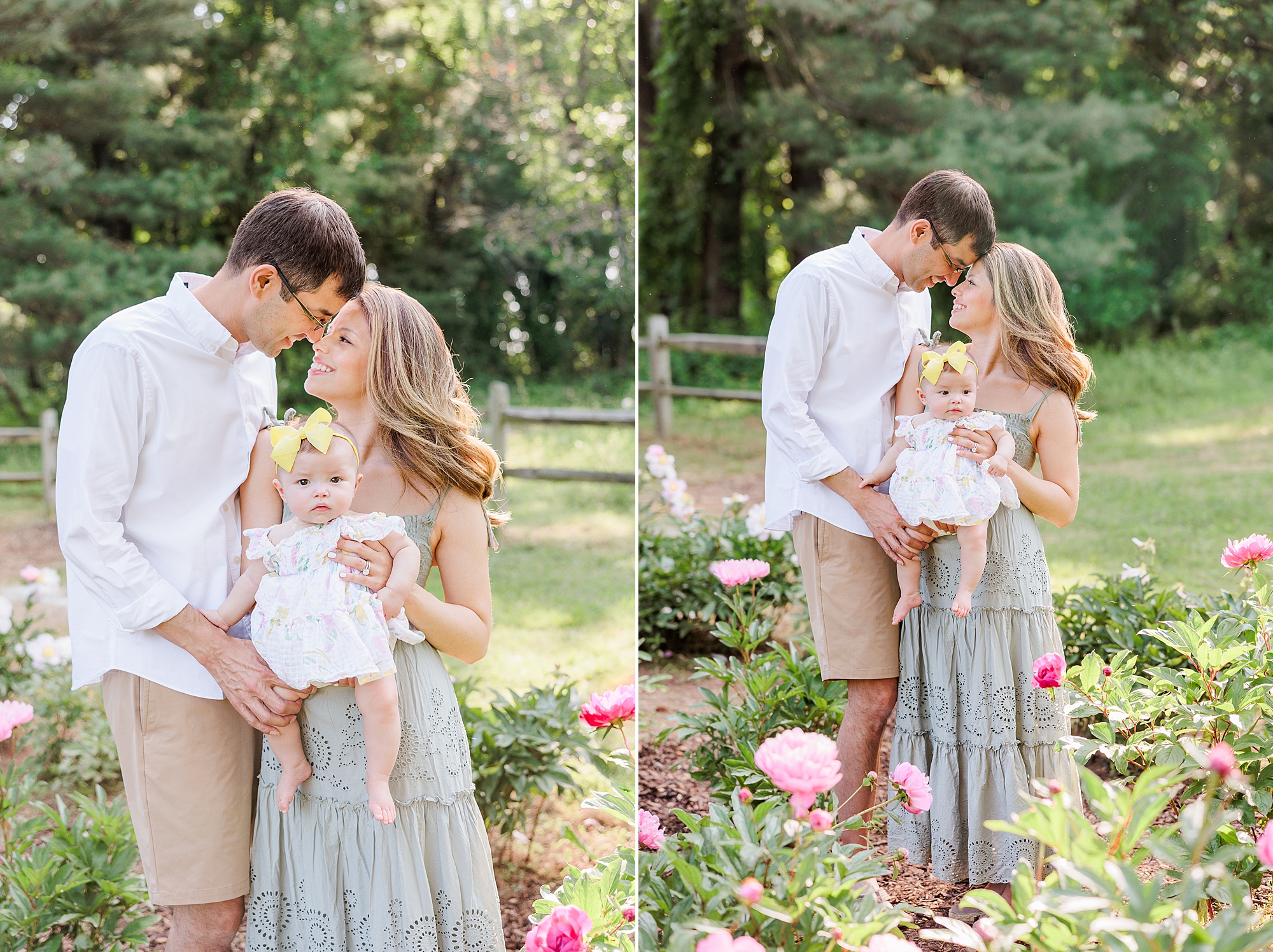 spring color palette for family photo outfits with pastel colors - light teal, purple, pink, and gold