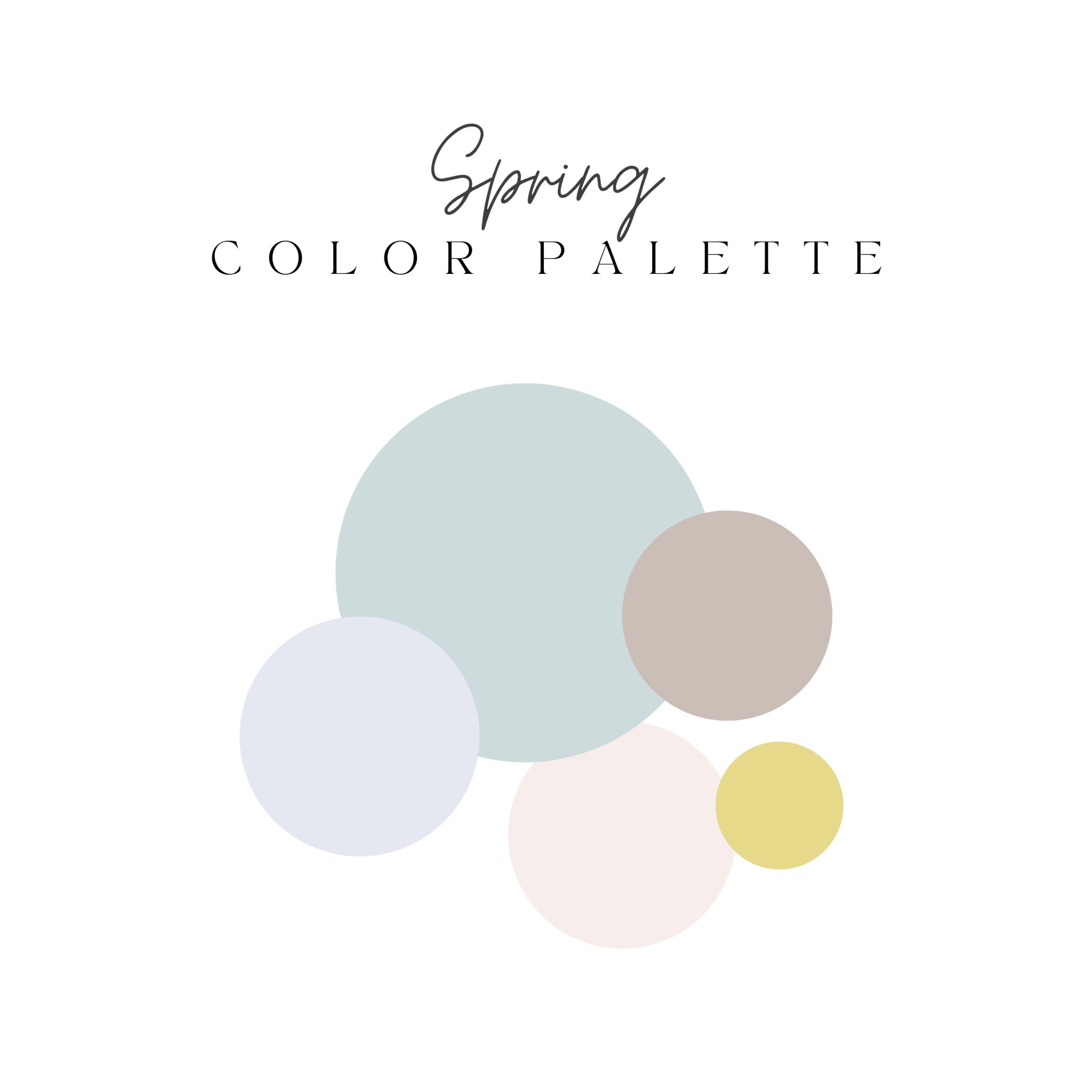 spring color palette for family photo outfits with pastel colors - light teal, purple, pink, and gold 