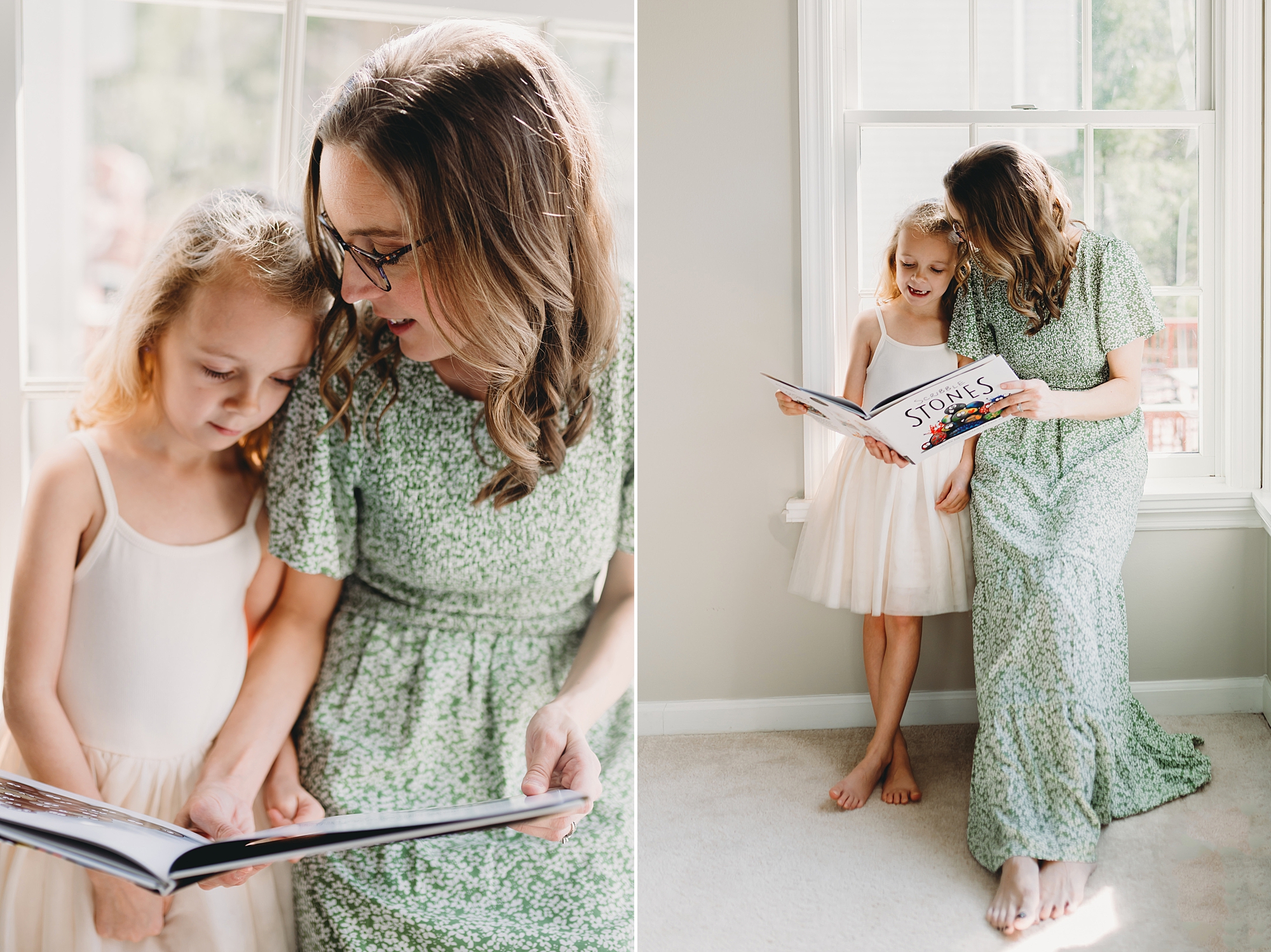 mom reads to daughter during Maryland lifestyle family photos