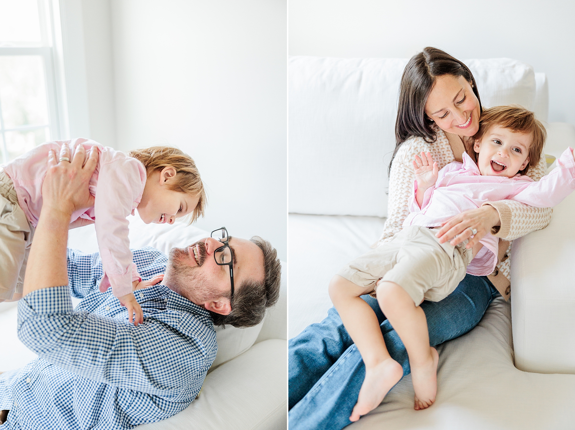 parents play with three year old son during Maryland lifestyle family photos