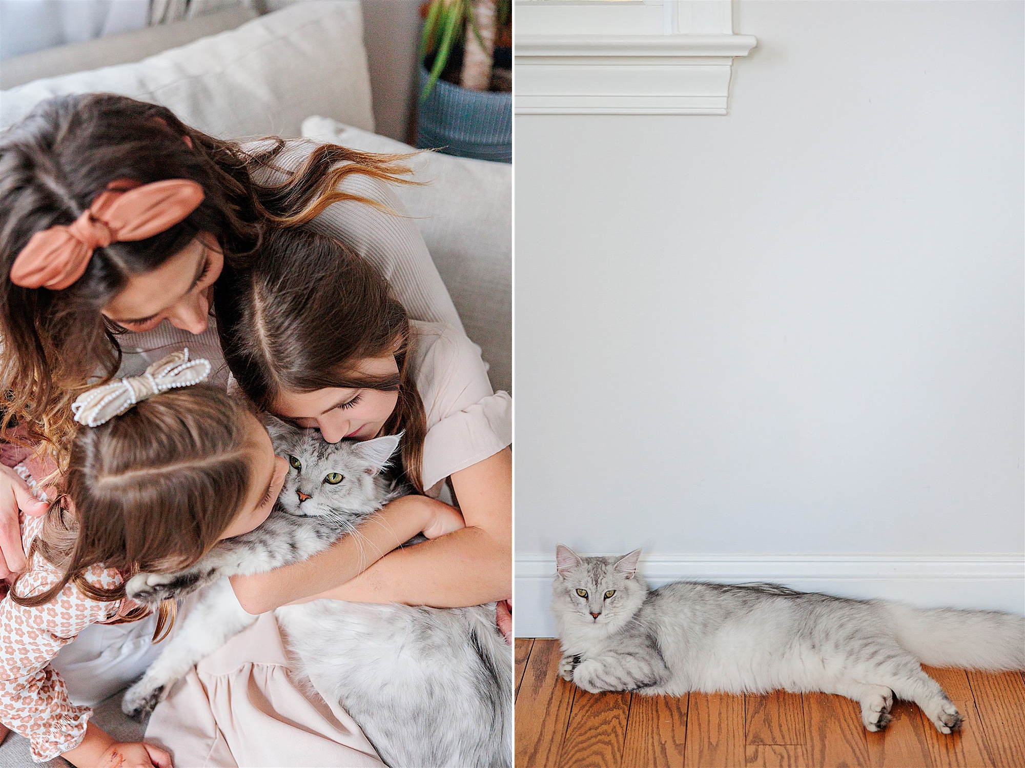 mom hugs two daughters during Howard County Family Lifestyle Photos