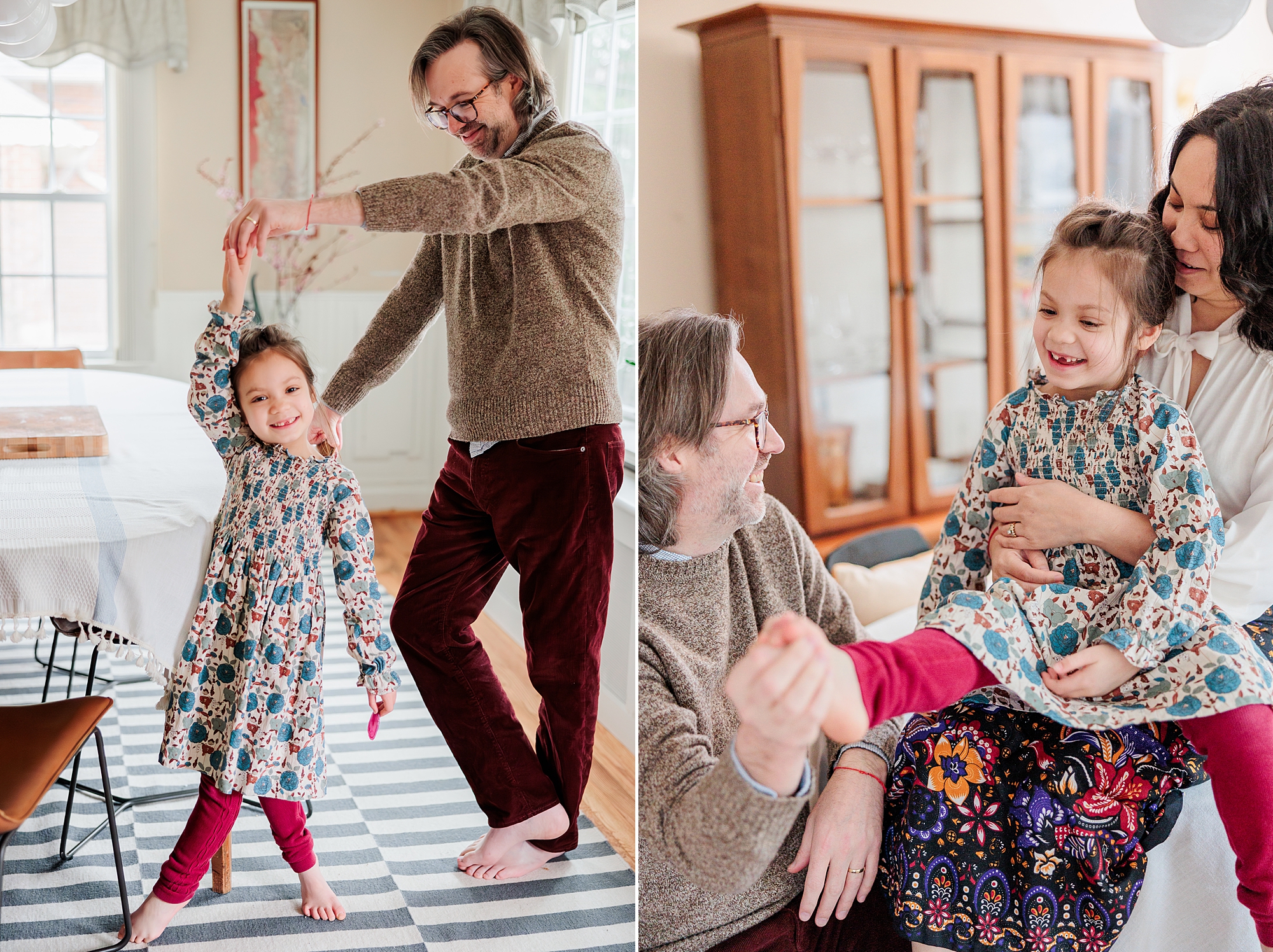 parents play with children during lifestyle family photos in Northern VA