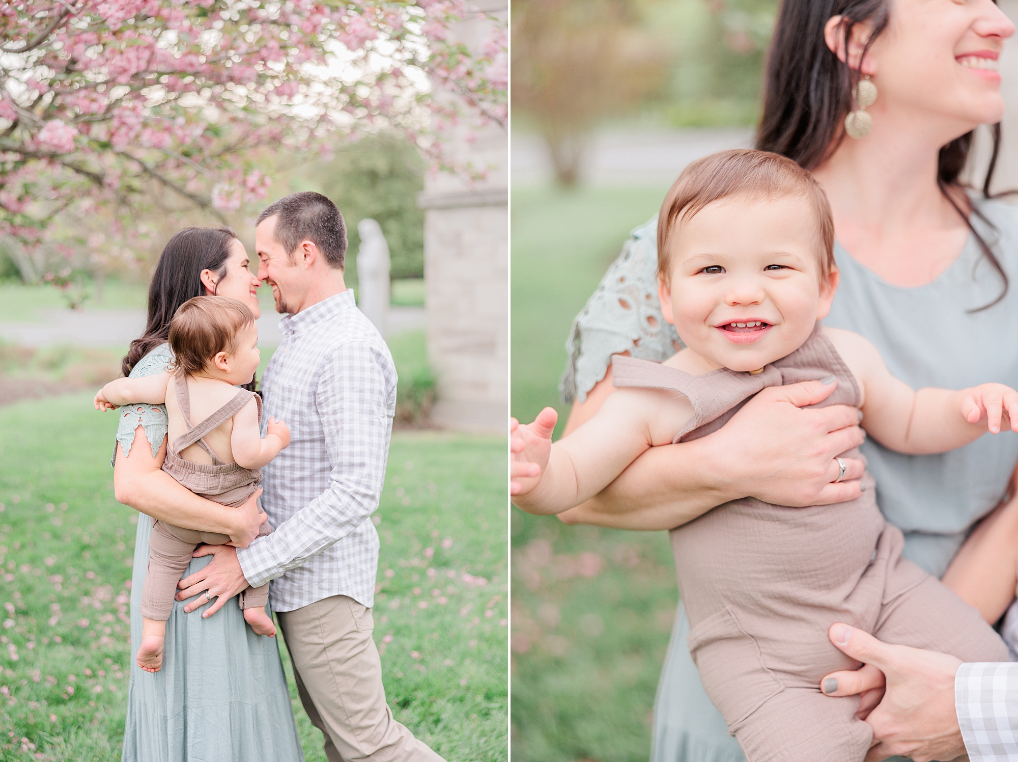 parents hug with son on mom's hip during Maryland Family Session in Ellicott City 