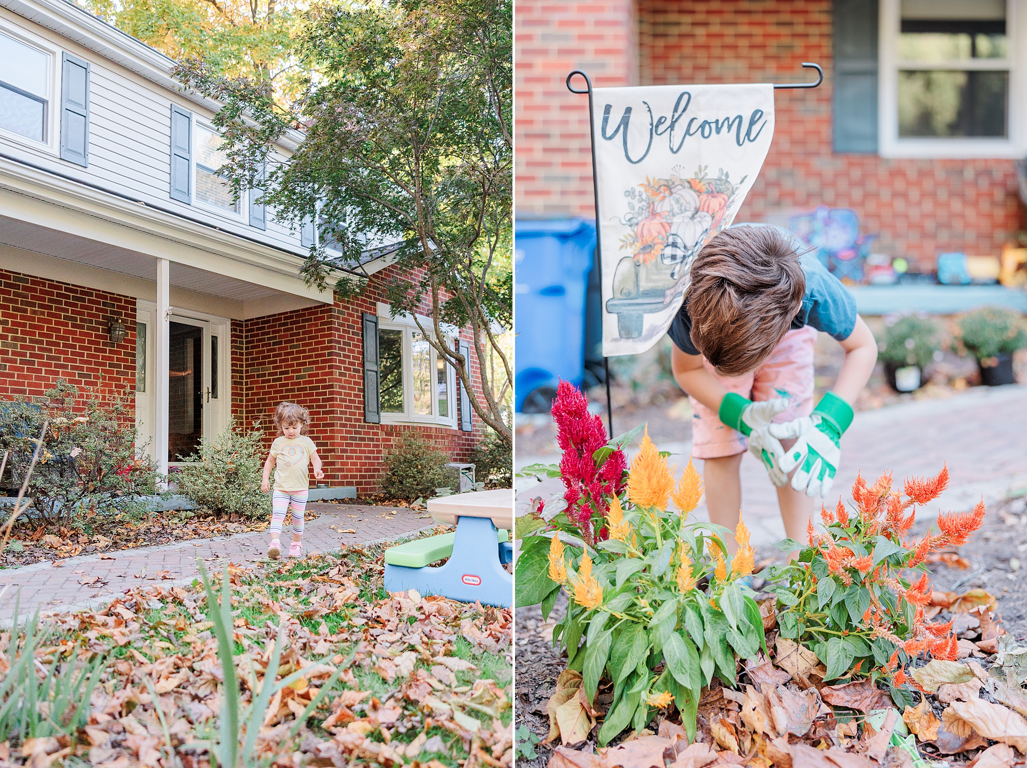 family plays outside during Maryland documentary family photos